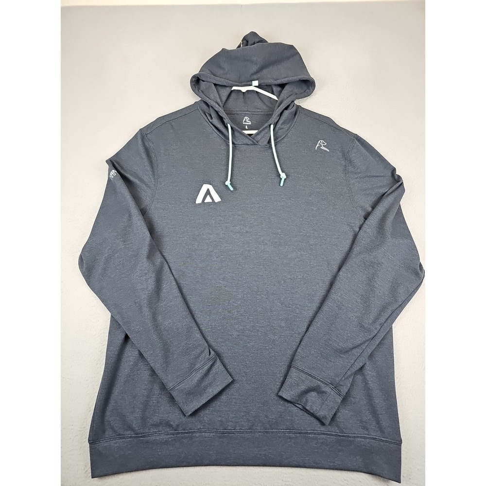 Rhoback Hesi Performance Hoodie Men's Large Gray Pullover Long Sleeve Logo